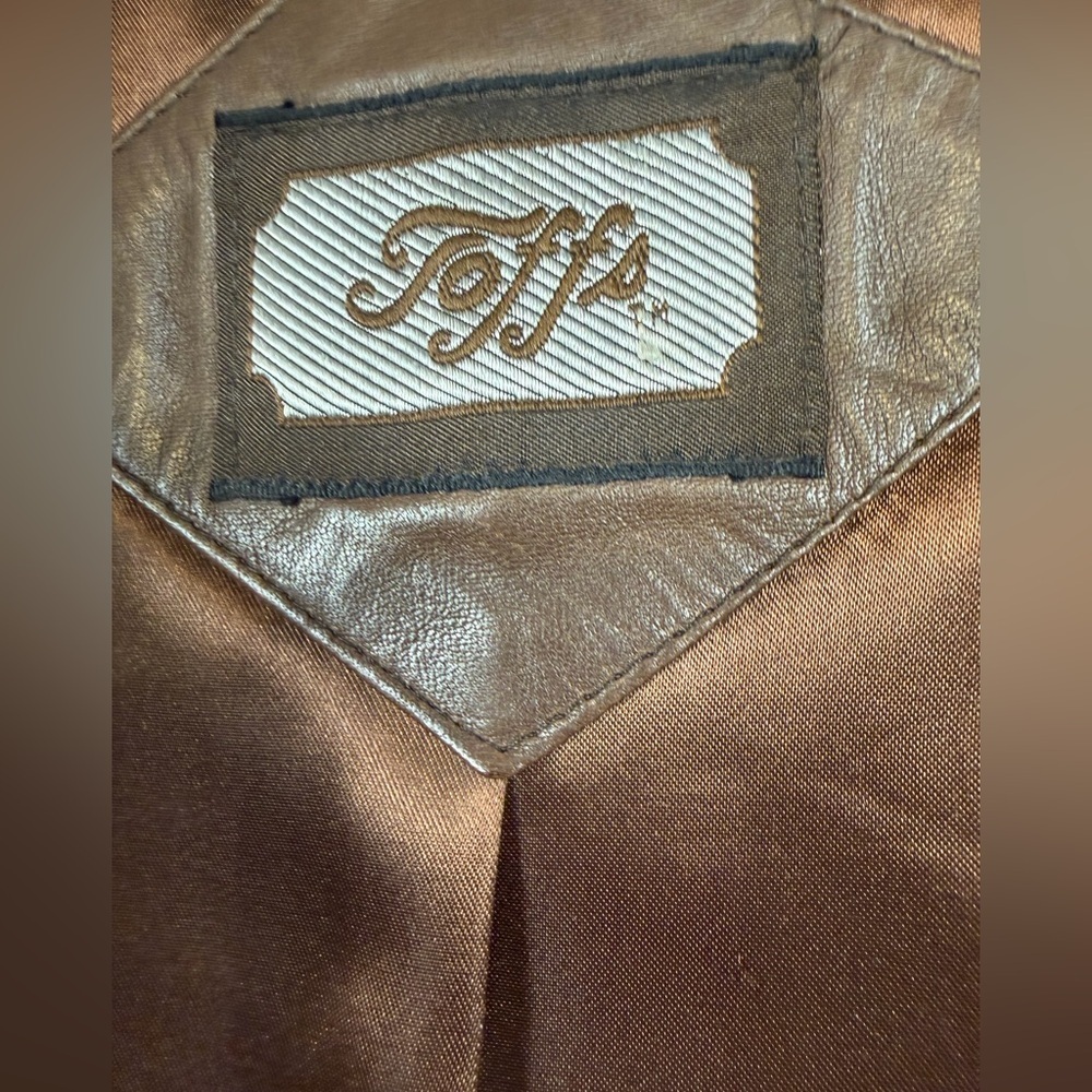 Tofi Women’s Brown Genuine Leather Button Front Jacket Size 14 - Picture 6 of 12